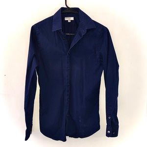 Express 1MX Fitted Dress Shirt Navy